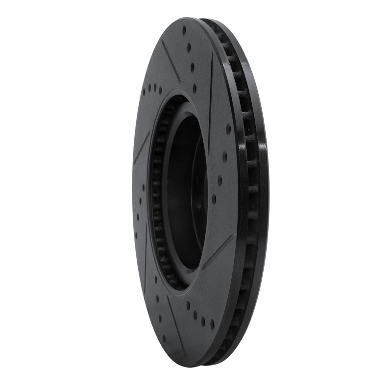 Fiat 124 Spider Brake Rotor (1) - Front Left - R1 Concepts - Drilled & Slotted - Black - `16-`25